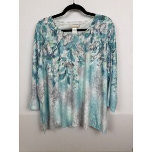 Alfred Dunner Woman 3X Butterfly Rhinestone‎ Long Sleeve Top Blouse